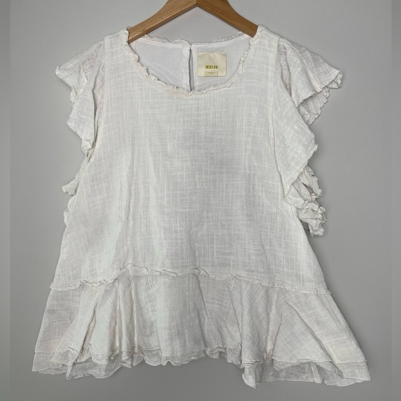 Maeve | Anthropologie | Cascade Tiered Shell Cotton Ruffled Top Artsy Breathable - Picture 2 of 10